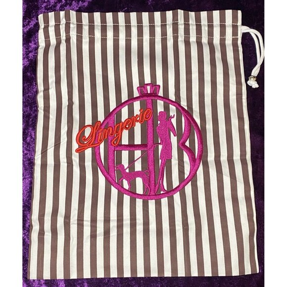 HENRI BENDEL Go Anywhere Travel Storage Lingerie Laundry Bag Embroidered Stripes - Picture 1 of 11